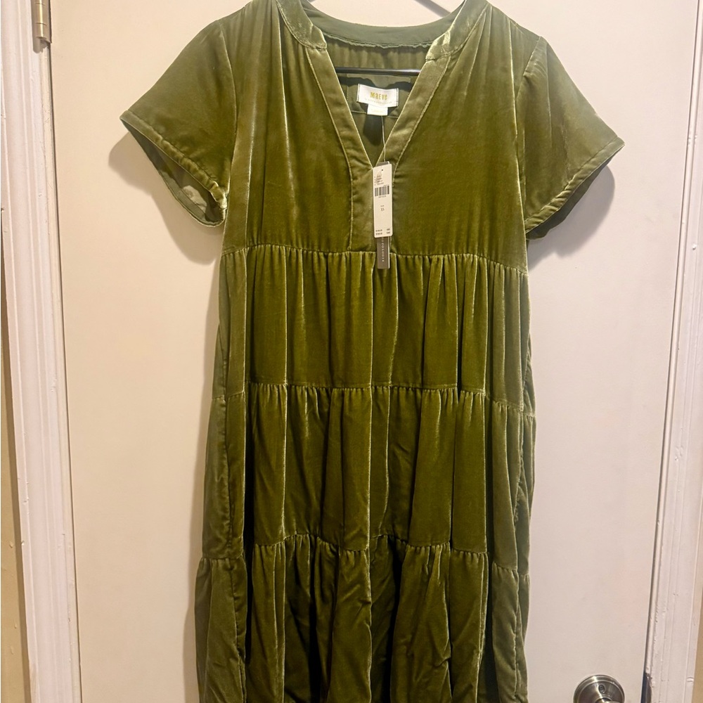 Maeve Olive Green Tiered Dress